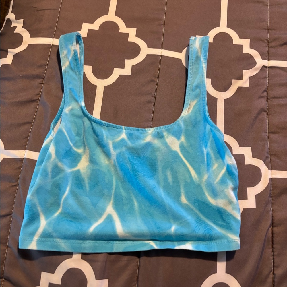 Blue Tie-Dye Crop Top